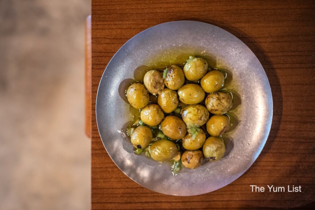 Grilled Green Olives